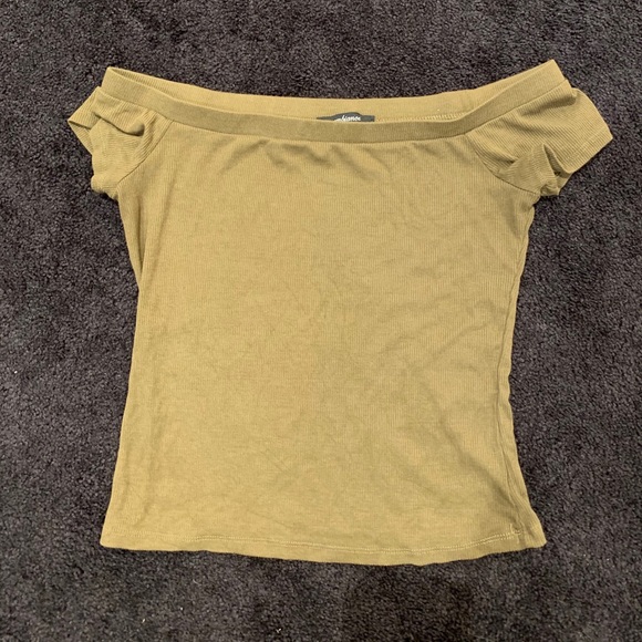 Olive Green Off the Shoulder Fitted Top! - Picture 2 of 5